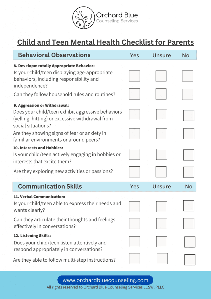 Sample Survey Child and Teen Behavior